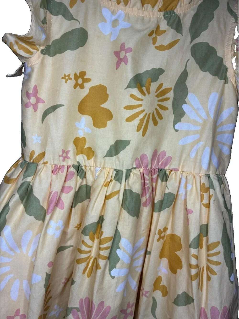 Carter’s Yellow Floral Toddler Dress Size 3T (small chocolate Stain)